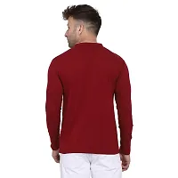 Stylish Maroon Cotton Blend Long Sleeves Solid T-Shirt For Men-thumb1