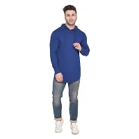 Stylish Blue Cotton Blend Solid Long Sleeves Hoodies For Men-thumb3