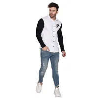 Stylish White Cotton Blend Long Sleeves Regular Fit Casual Shirt For Men-thumb3