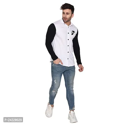 Stylish White Cotton Blend Long Sleeves Regular Fit Casual Shirt For Men-thumb4