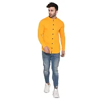 Stylish Yellow Cotton Blend Long Sleeves Regular Fit Casual Shirt For Men-thumb4