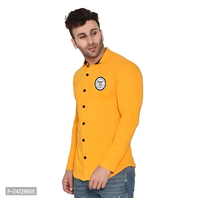 Stylish Yellow Cotton Blend Long Sleeves Regular Fit Casual Shirt For Men-thumb3