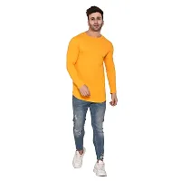 Stylish Yellow Cotton Blend Long Sleeves Solid T-Shirt For Men-thumb3