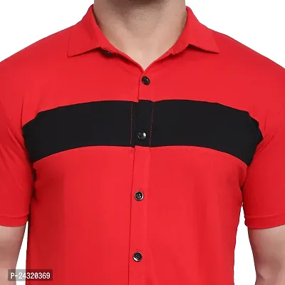 Stylish Red Cotton Blend Short Sleeves Regular Fit Casual Shirt For Men-thumb5