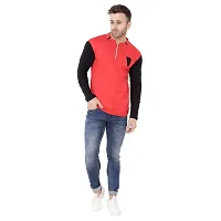 Stylish Red Cotton Blend Long Sleeves Solid T-Shirt For Men-thumb3