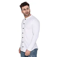 Stylish White Cotton Blend Long Sleeves Regular Fit Casual Shirt For Men-thumb2