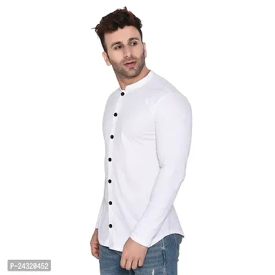 Stylish White Cotton Blend Long Sleeves Regular Fit Casual Shirt For Men-thumb3