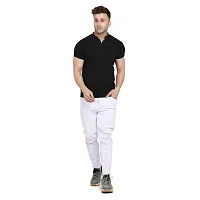 Stylish Black Cotton Blend Short Sleeves Solid T-Shirt For Men-thumb3