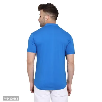 Stylish Blue Cotton Blend Short Sleeves Regular Fit Casual Shirt For Men-thumb2