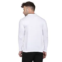 Stylish White Cotton Blend Long Sleeves Solid T-Shirt For Men-thumb1