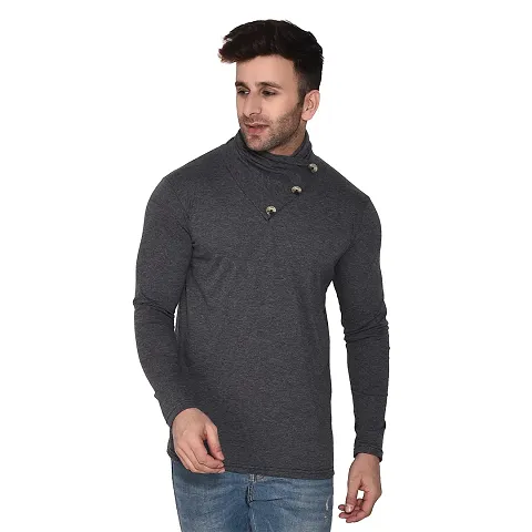Reliable Cotton Blend Long Sleeves Solid T-Shirt For Men