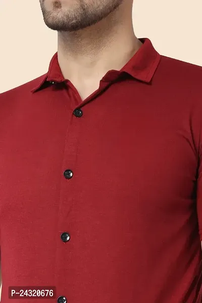 Stylish Maroon Cotton Blend Short Sleeves Regular Fit Casual Shirt For Men-thumb4