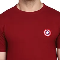 Stylish Maroon Cotton Blend Short Sleeves Solid T-Shirt For Men-thumb4