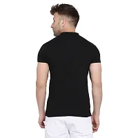 Stylish Black Cotton Blend Short Sleeves Solid T-Shirt For Men-thumb1