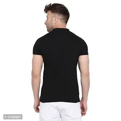 Stylish Black Cotton Blend Short Sleeves Solid T-Shirt For Men-thumb2