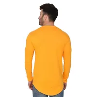 Stylish Yellow Cotton Blend Long Sleeves Solid T-Shirt For Men-thumb1