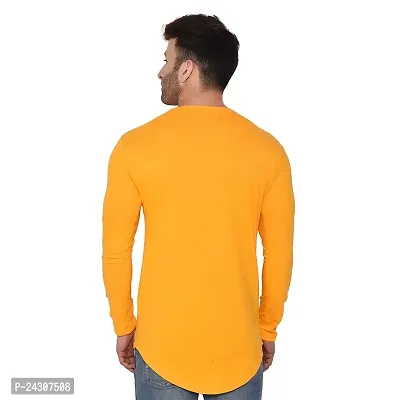 Stylish Yellow Cotton Blend Long Sleeves Solid T-Shirt For Men-thumb2