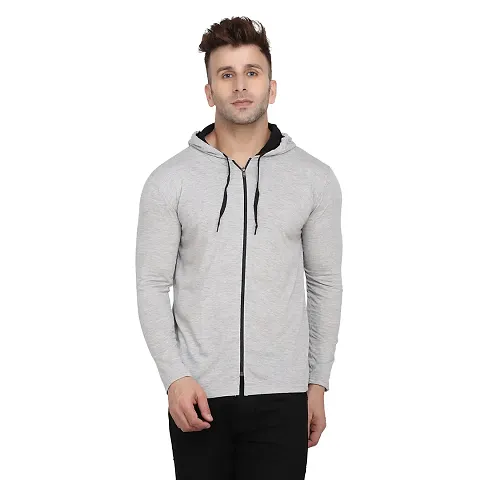 Stylish Blend Solid Long Sleeves Hoodies For Men