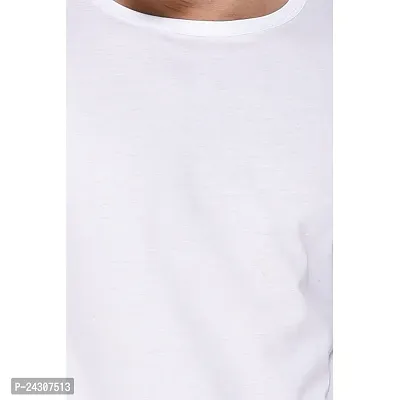 Stylish White Cotton Blend Long Sleeves Solid T-Shirt For Men-thumb5