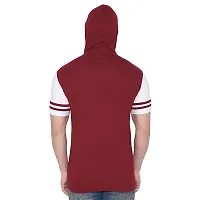 Stylish Maroon Cotton Blend Solid Short Sleeves Hoodies For Men-thumb1