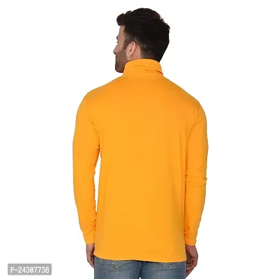 Stylish Yellow Cotton Blend Long Sleeves Solid T-Shirt For Men-thumb2