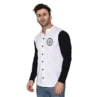 Stylish White Cotton Blend Long Sleeves Regular Fit Casual Shirt For Men-thumb2