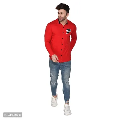 Stylish Red Cotton Blend Long Sleeves Regular Fit Casual Shirt For Men-thumb4