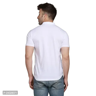 Stylish White Cotton Blend Short Sleeves Regular Fit Casual Shirt For Men-thumb2