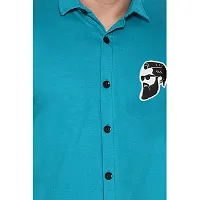 Stylish Turquoise Cotton Blend Short Sleeves Regular Fit Casual Shirt For Men-thumb4