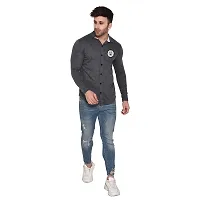 Stylish Grey Cotton Blend Long Sleeves Regular Fit Casual Shirt For Men-thumb3