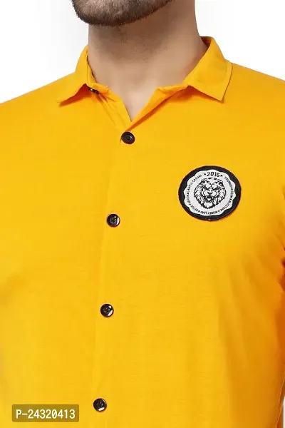 Stylish Yellow Cotton Blend Short Sleeves Regular Fit Casual Shirt For Men-thumb4