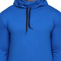 Stylish Blue Cotton Blend Solid Long Sleeves Hoodies For Men-thumb4