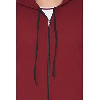 Stylish Maroon Cotton Blend Solid Short Sleeves Hoodies For Men-thumb4