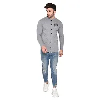 Stylish Silver Cotton Blend Long Sleeves Regular Fit Casual Shirt For Men-thumb3