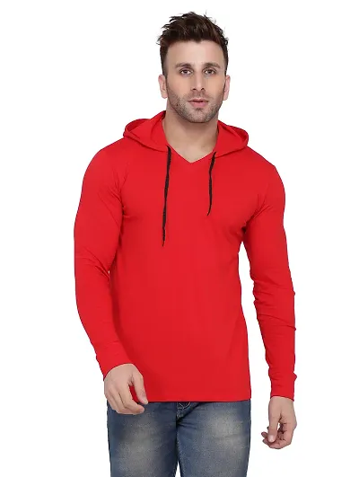 Stylish Blend Solid Long Sleeves Hoodies For Men