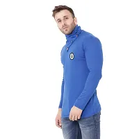 Stylish Blue Cotton Blend Long Sleeves Solid T-Shirt For Men-thumb2