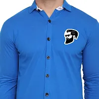 Stylish Blue Cotton Blend Long Sleeves Regular Fit Casual Shirt For Men-thumb3