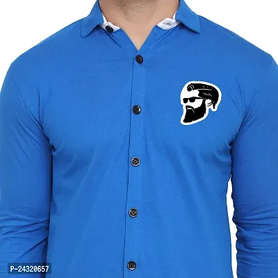 Stylish Blue Cotton Blend Long Sleeves Regular Fit Casual Shirt For Men-thumb4