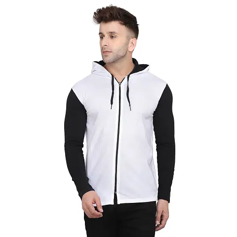 Stylish Blend Solid Long Sleeves Hoodies For Men