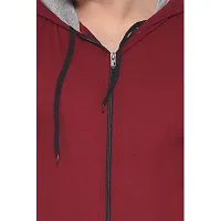 Stylish Maroon Cotton Blend Solid Sleeveless Hoodies For Men-thumb4
