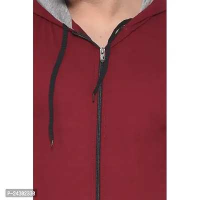 Stylish Maroon Cotton Blend Solid Sleeveless Hoodies For Men-thumb5