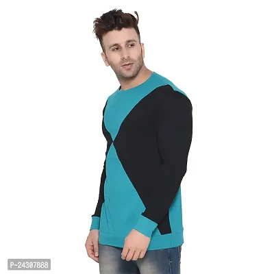 Stylish Multicoloured Cotton Blend Long Sleeves Solid T-Shirt For Men-thumb3