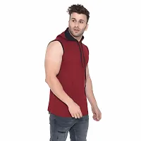 Stylish Multicoloured Cotton Blend Solid Sleeveless Hoodies For Men-thumb4