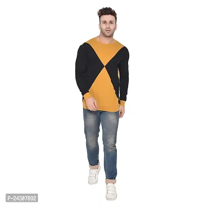 Stylish Multicoloured Cotton Blend Long Sleeves Solid T-Shirt For Men-thumb4