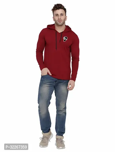 Stylish Cotton Blend Maroon Solid Tees For Men-thumb5