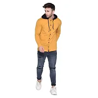 Stylish Golden Cotton Blend Solid Long Sleeves Hoodies For Men-thumb2