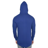 Stylish Blue Cotton Blend Solid Long Sleeves Hoodies For Men-thumb1