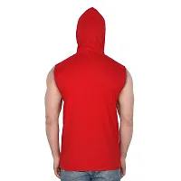 Stylish Multicoloured Cotton Blend Solid Sleeveless Hoodies For Men-thumb1