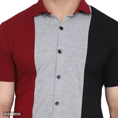 Stylish Multicoloured Cotton Blend Short Sleeves Regular Fit Casual Shirt For Men-thumb5