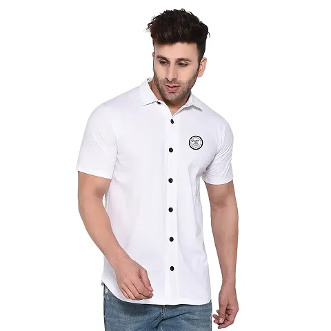 Tfurnish Blend Solid Short Sleeves Casual Shirts For Men